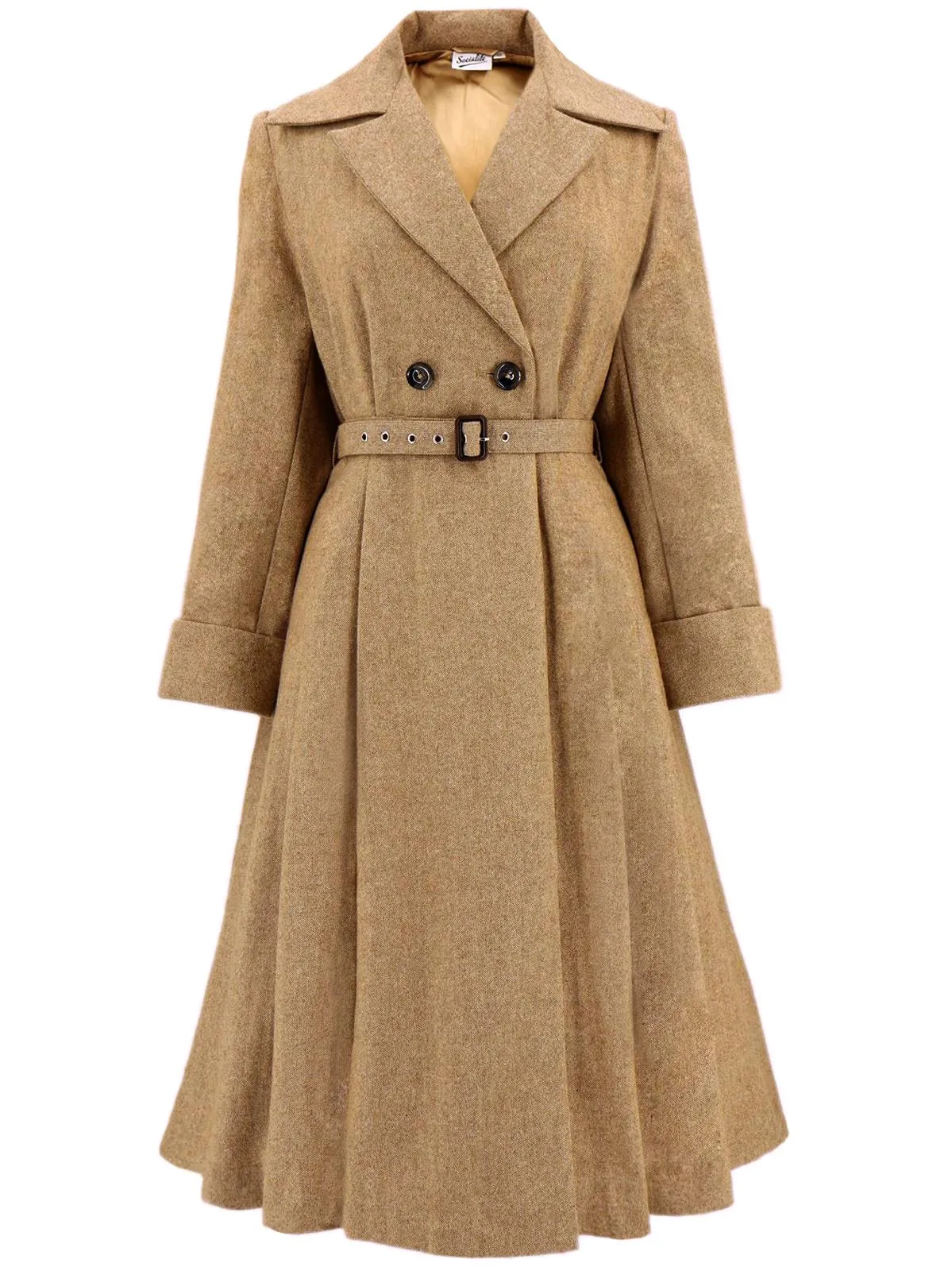 1940s Vintage Promenade Swing Coat in Camel Brown