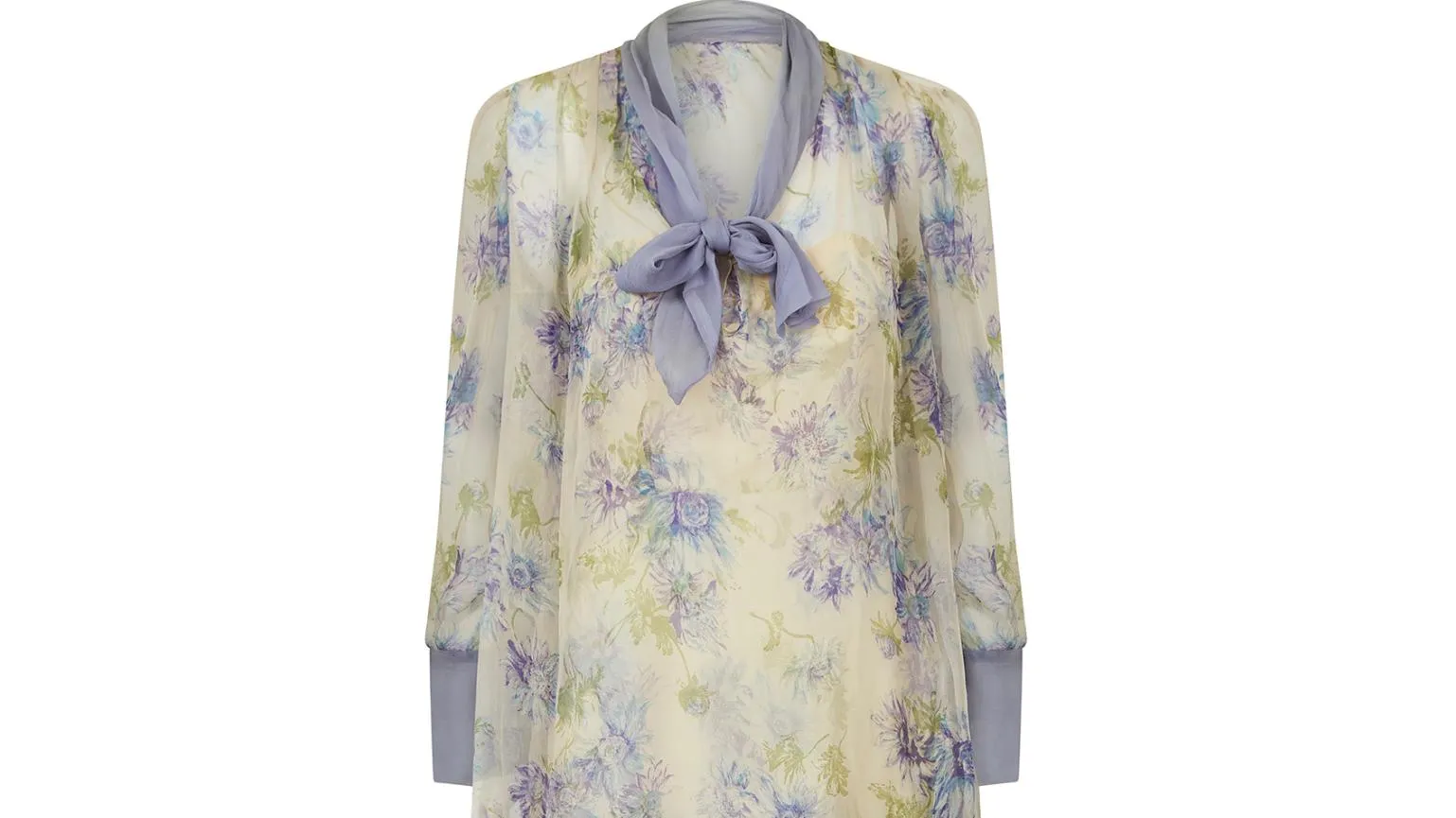 1960s Lilac and Cream Floral Silk Dress Ensemble