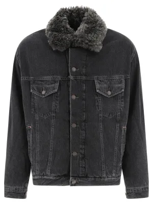 Acne Studios Lined Denim Jacket With Faux-Fur Collar