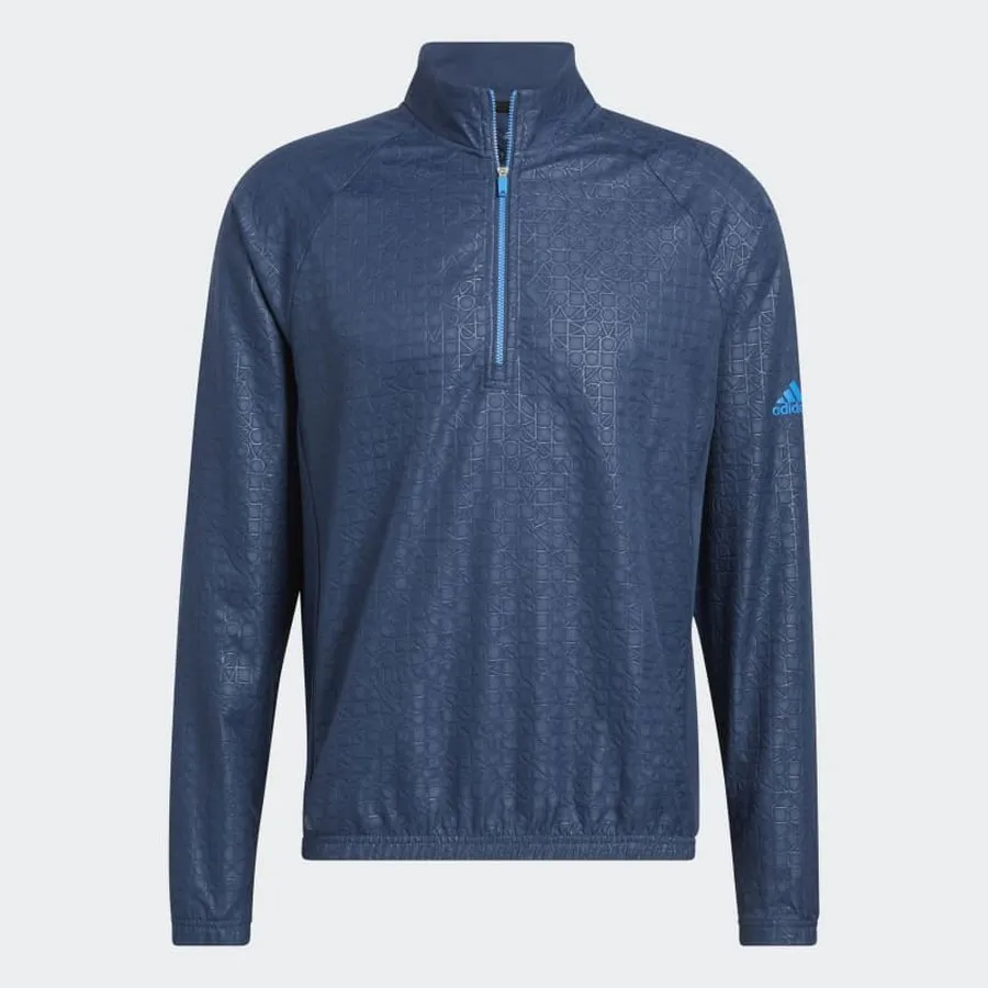 Adidas Debossed Quarter-Zip Pullover - Blue