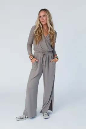 As It Was Cross Front Jumpsuit - Taupe