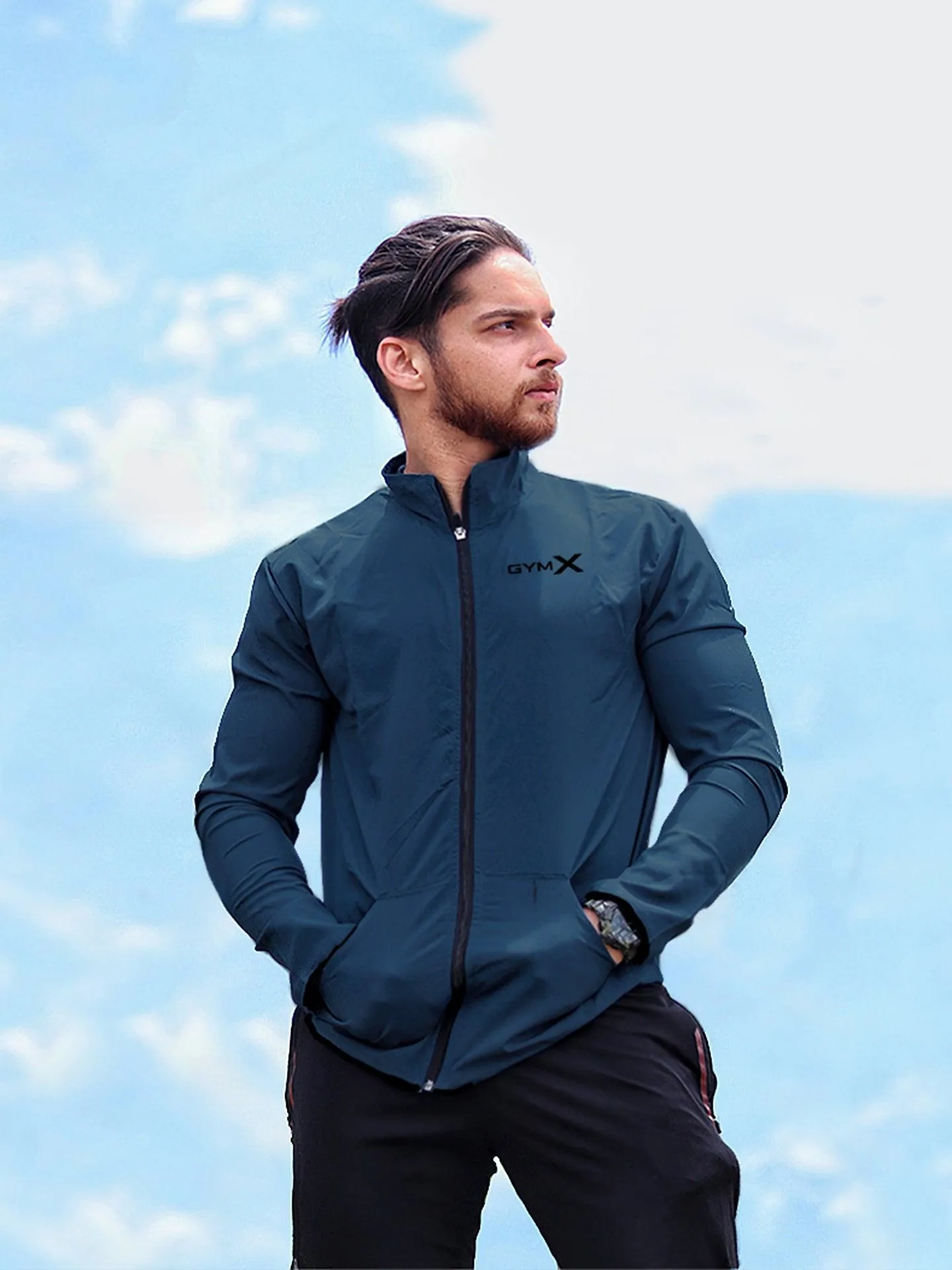 Athlete Krypto Blue Summer Windcheater: Black Print