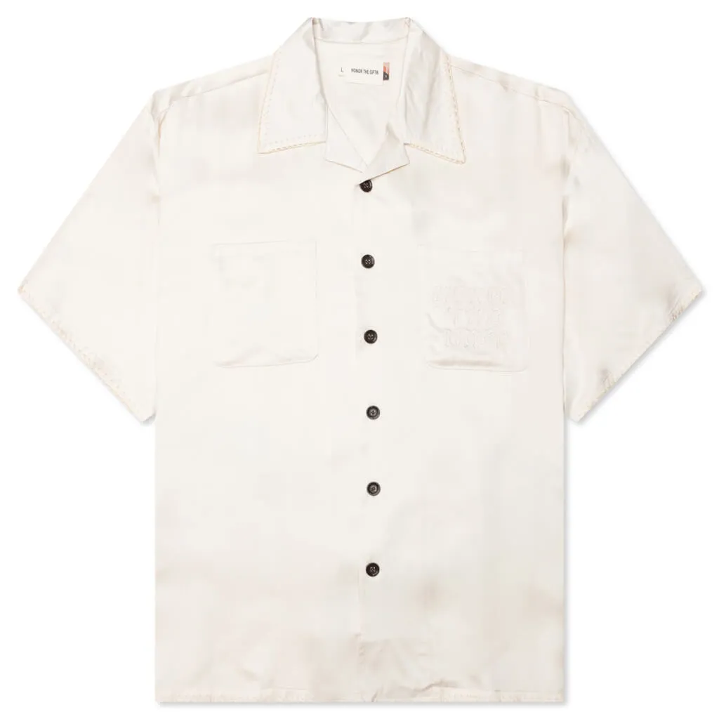 B-Summer Blanket Stitch Woven Shirt - Bone