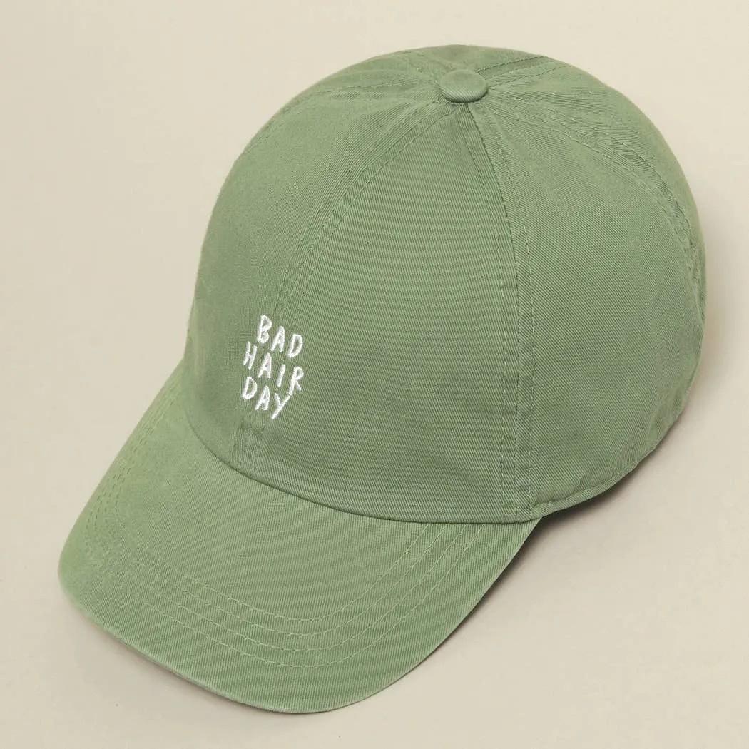 Bad Hair Day Embroidered Cotton Baseball Cap