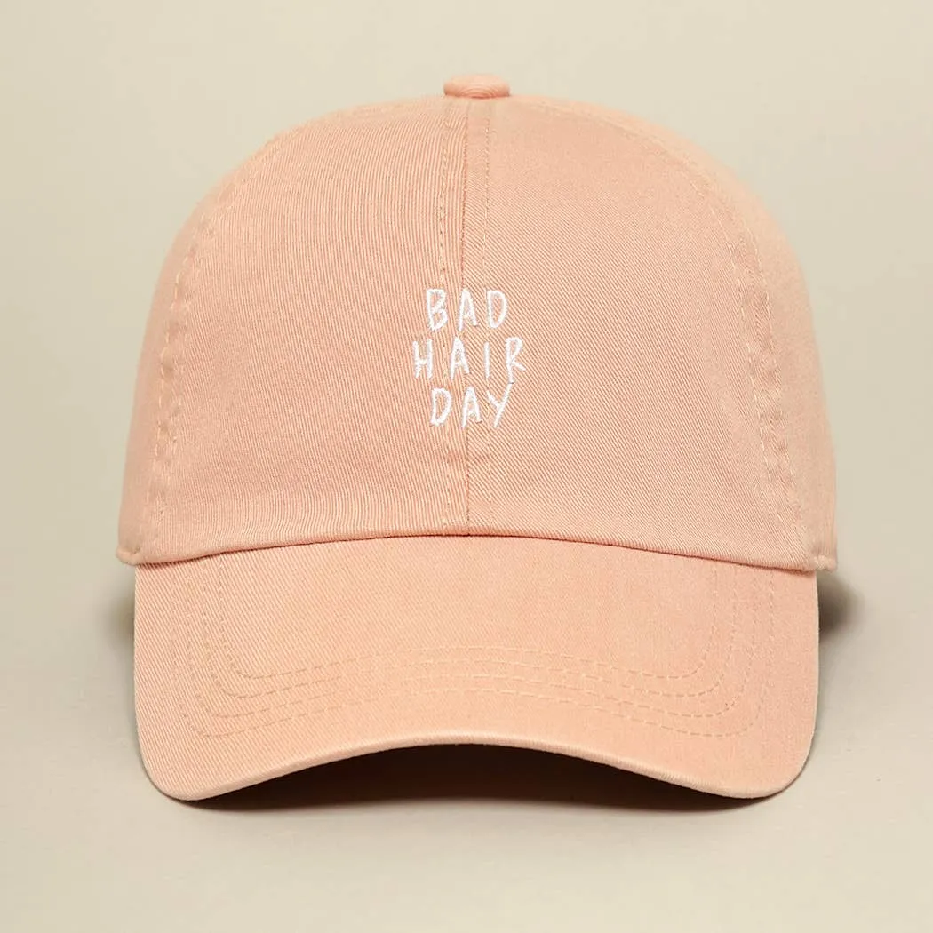 Bad Hair Day Embroidered Cotton Baseball Cap