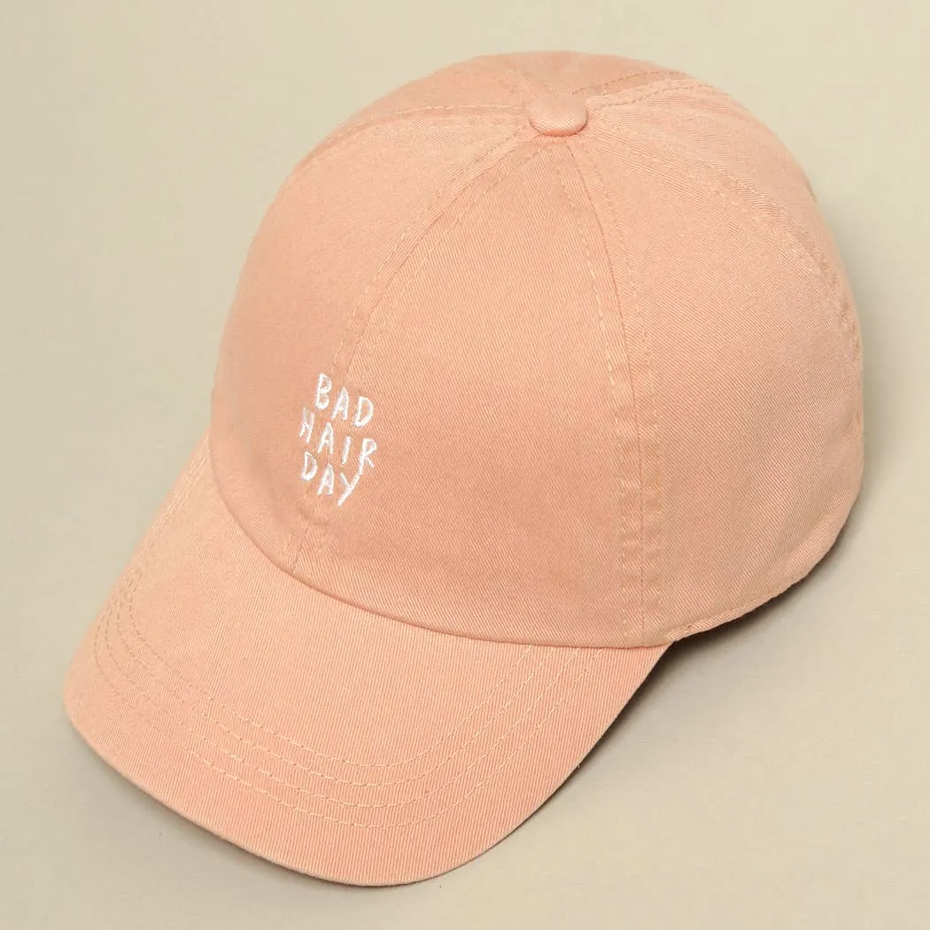 Bad Hair Day Embroidered Cotton Baseball Cap