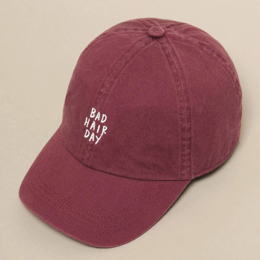 Bad Hair Day Embroidered Cotton Baseball Cap