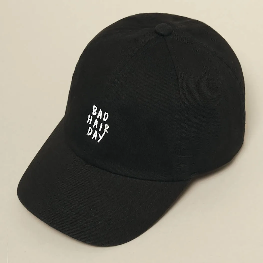 Bad Hair Day Embroidered Cotton Baseball Cap