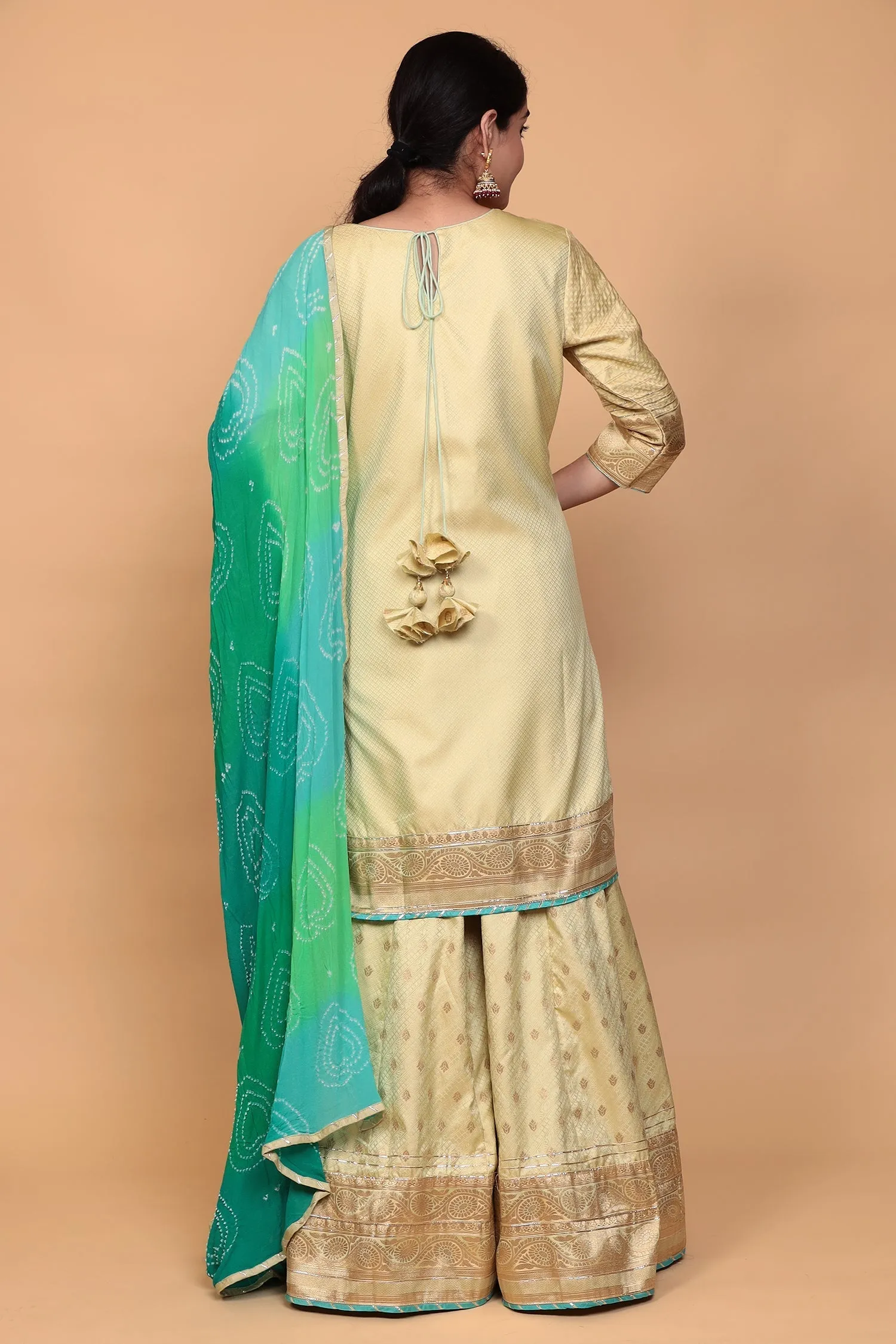 Banarasi Silk Suit with Gota work.