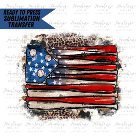 Baseball American Flag Ready to Press Sublimation Transfer