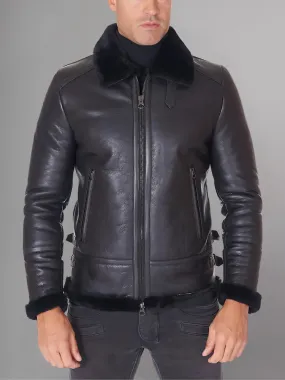 Best Leather Shearling Jacket Black