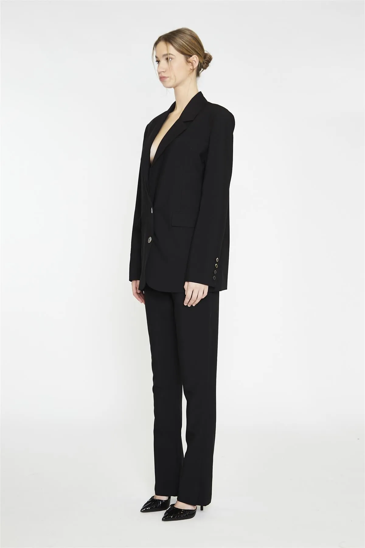 Black Single Breast Oversized-Blazer