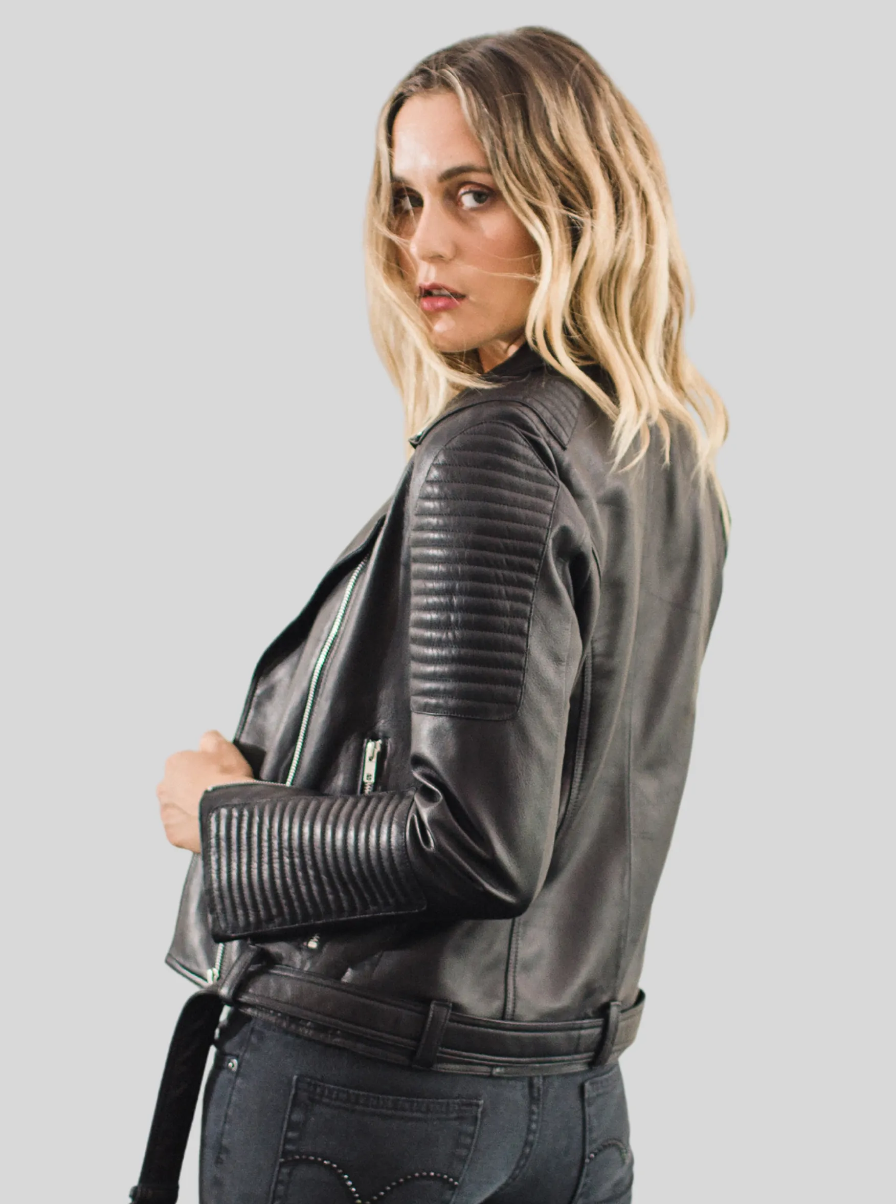 BLAKE LEATHER BIKER JACKET - BLACK