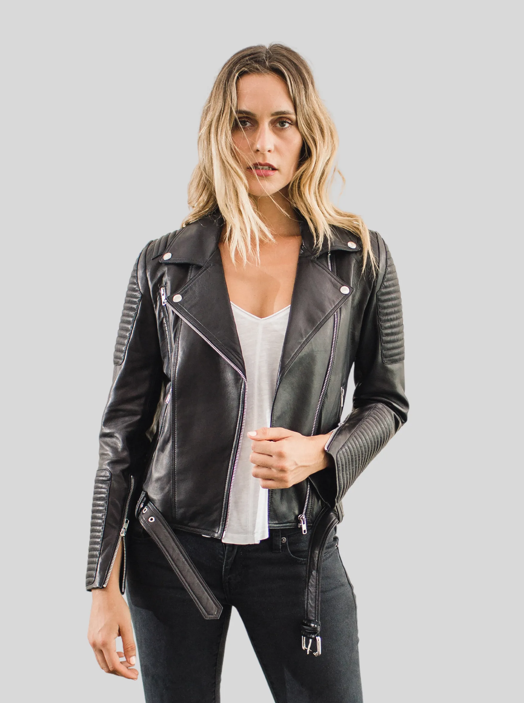 BLAKE LEATHER BIKER JACKET - BLACK