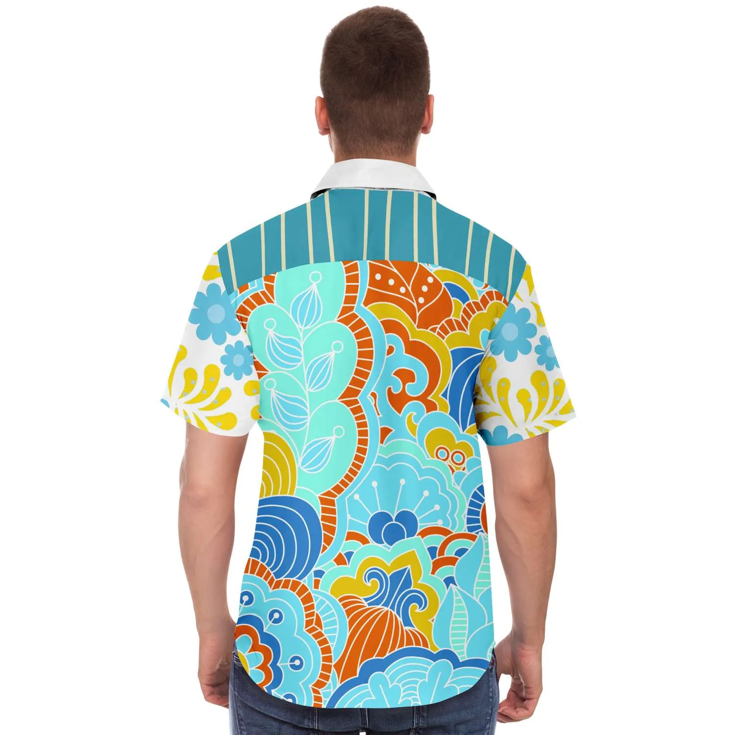 Blue Bullwinkle Short Sleeve Button Down Shirt