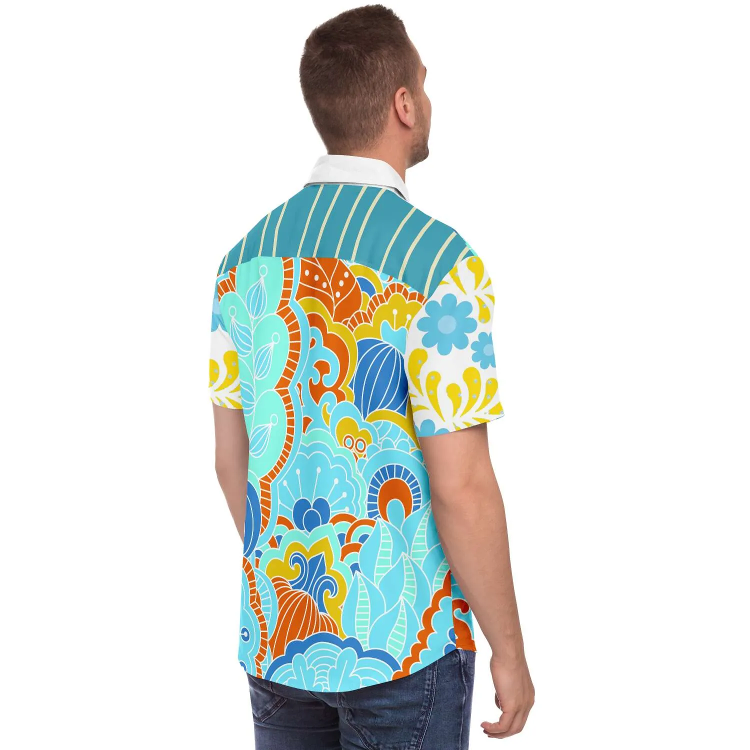 Blue Bullwinkle Short Sleeve Button Down Shirt