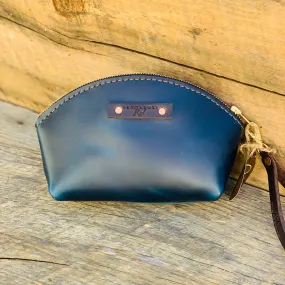 Blue Leather Clutch Purse