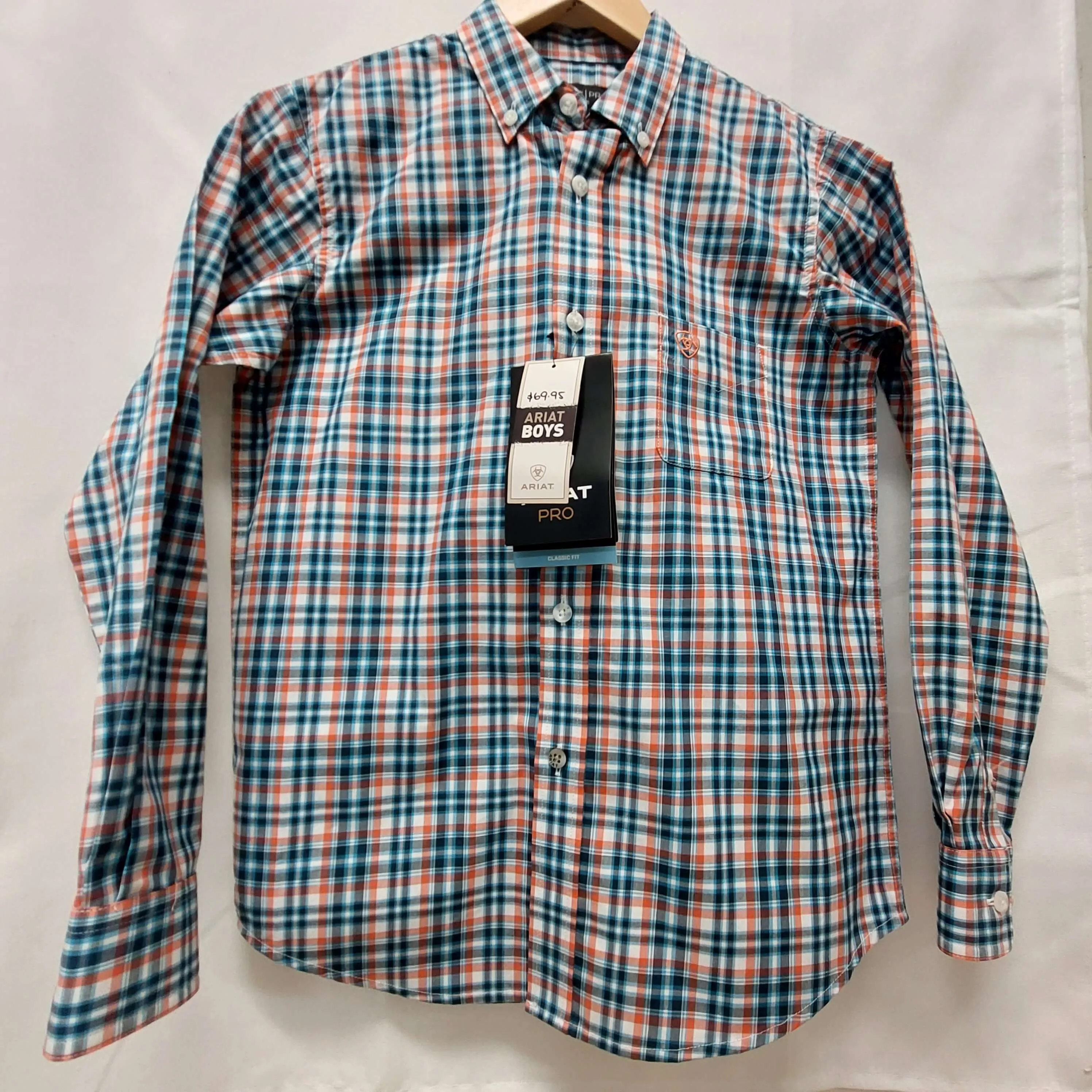 Boy's Ariat Majolica Blue Plaid Shirt