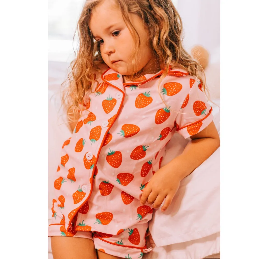 Button Down Pajamas - Strawberries