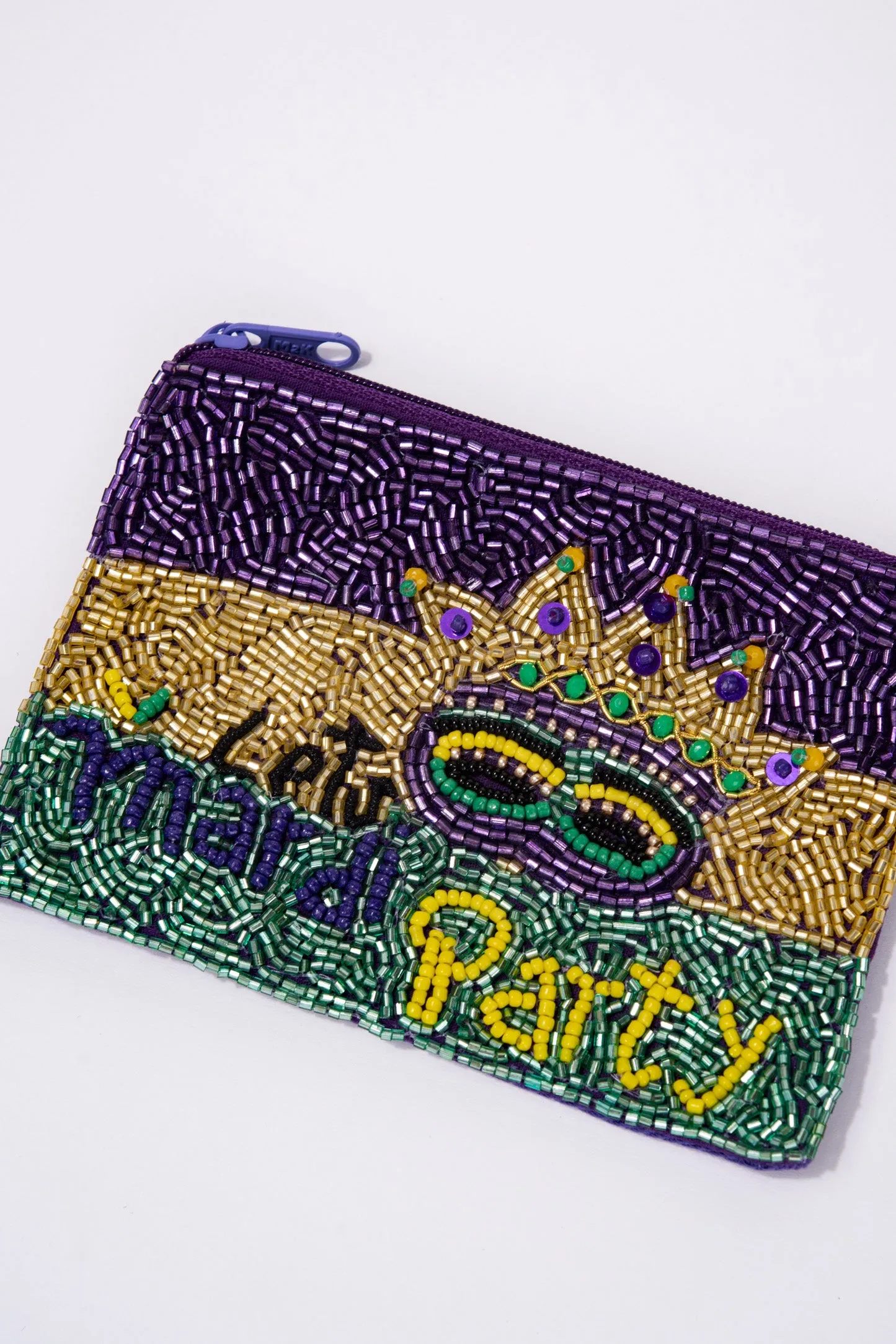 Cecilia Mardi Gras Beaded Zipper Coin Bag