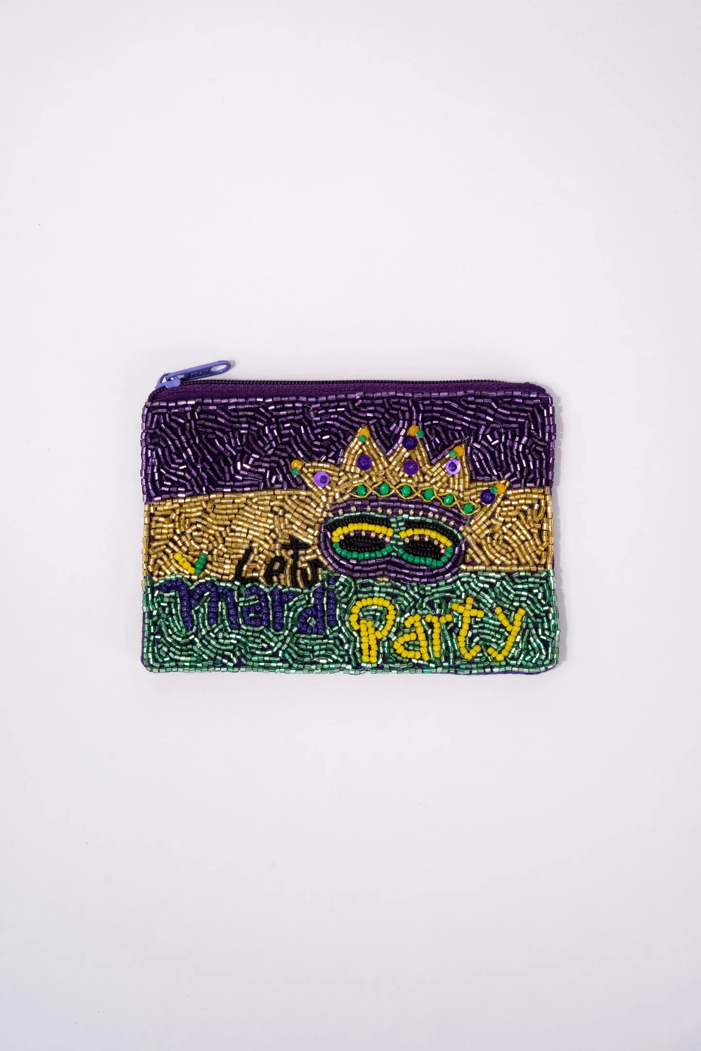 Cecilia Mardi Gras Beaded Zipper Coin Bag