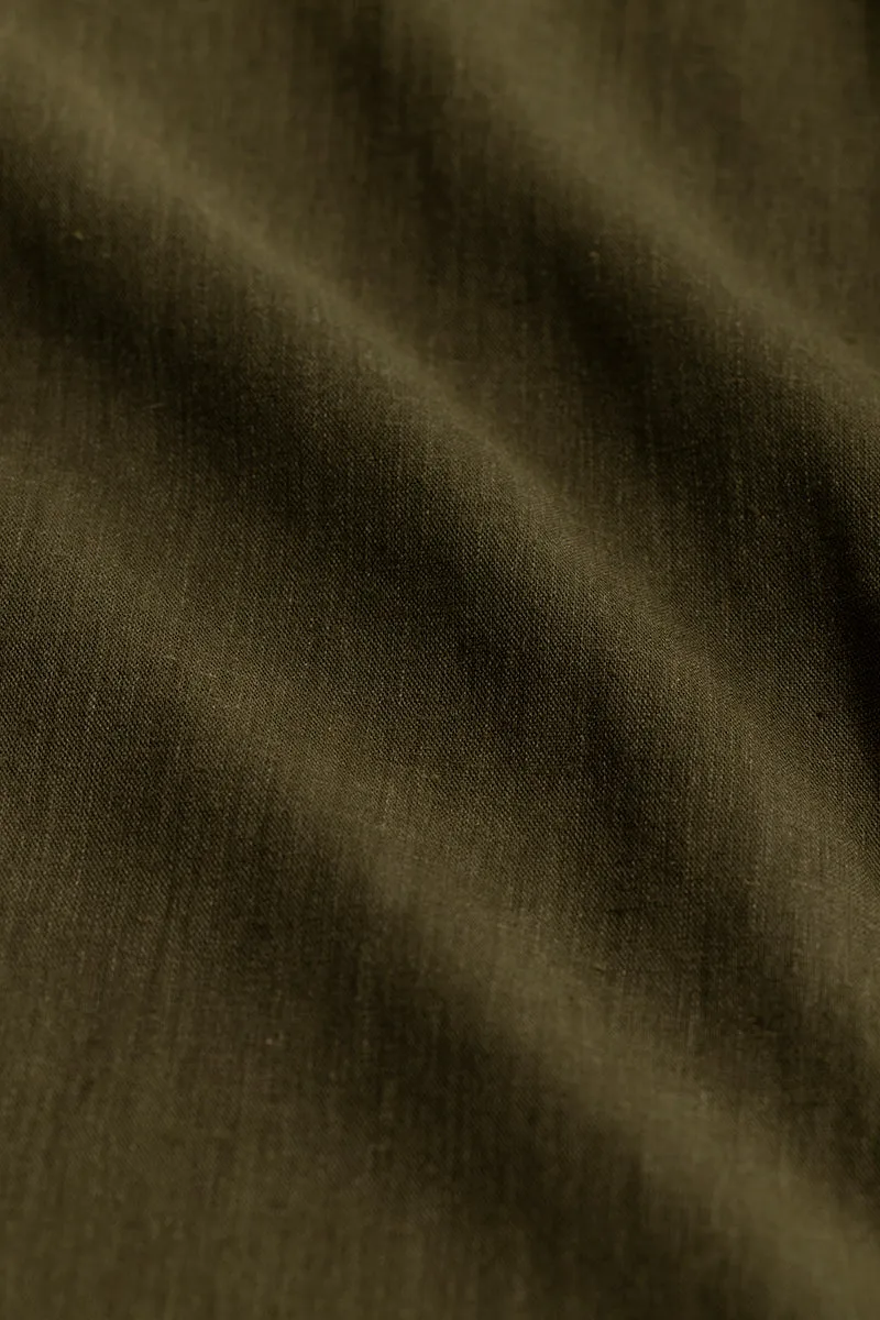 Classic Mandarin Olive Shirt