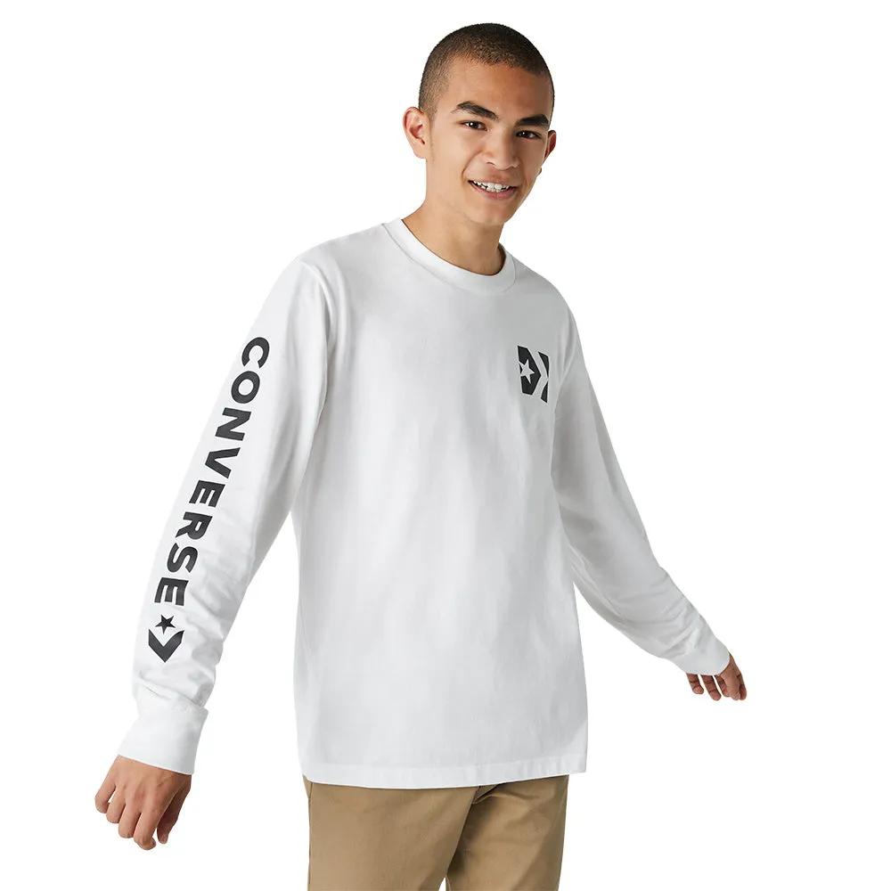 Converse- Wordmark Long-Sleeve Tee White