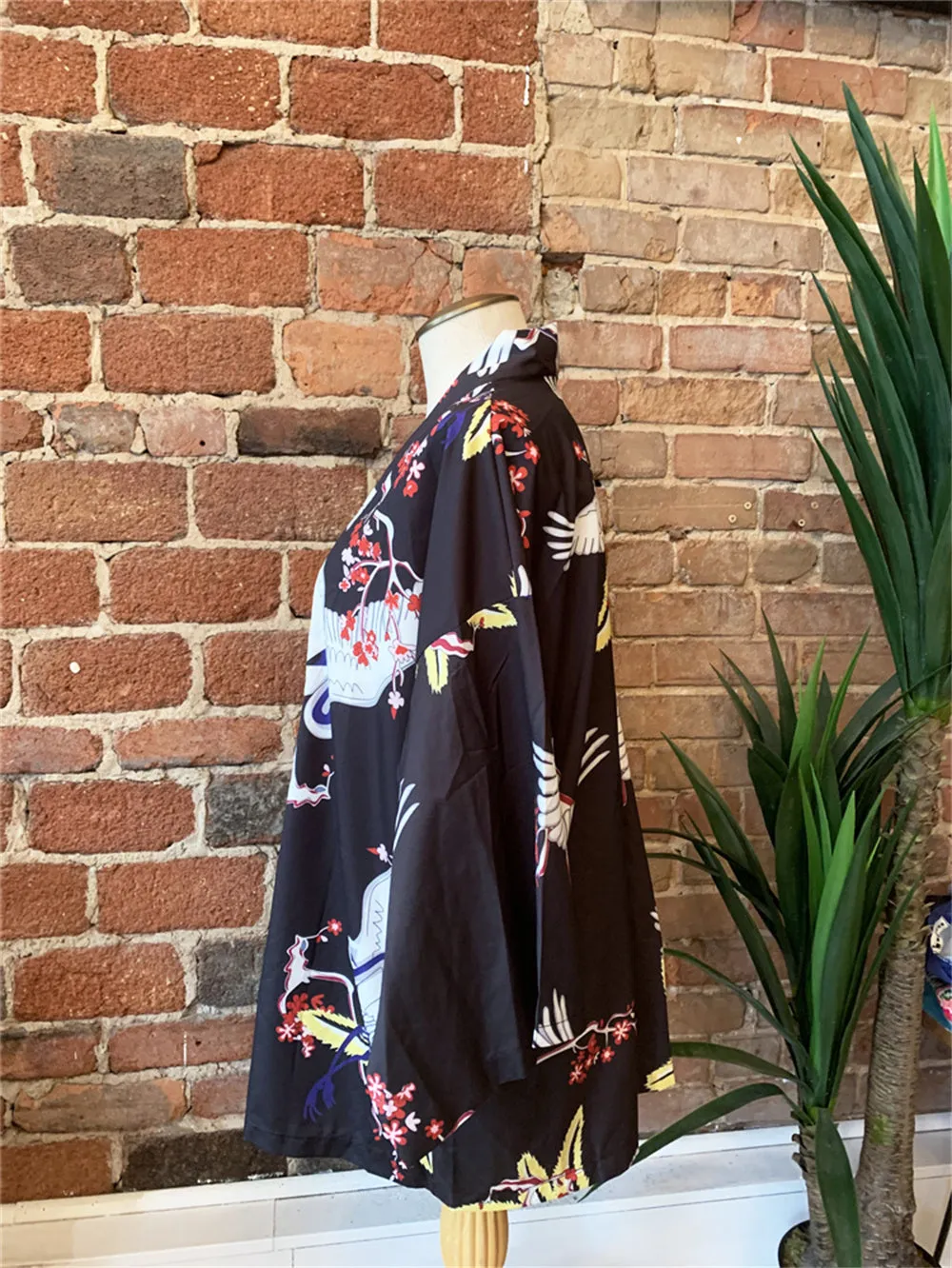 Crane With Flowers Kimono Shirt | Anime Kimono