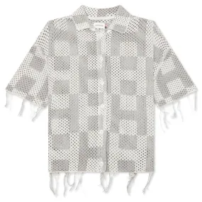 Crochet S/S Button Down - Stone