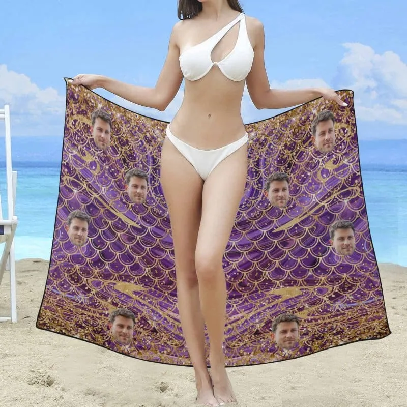 Custom Face Scales Strap Personalized One-piece Retro Bikini Swimsuit & Beach Wrap Set Custom One Piece Bathing Suits