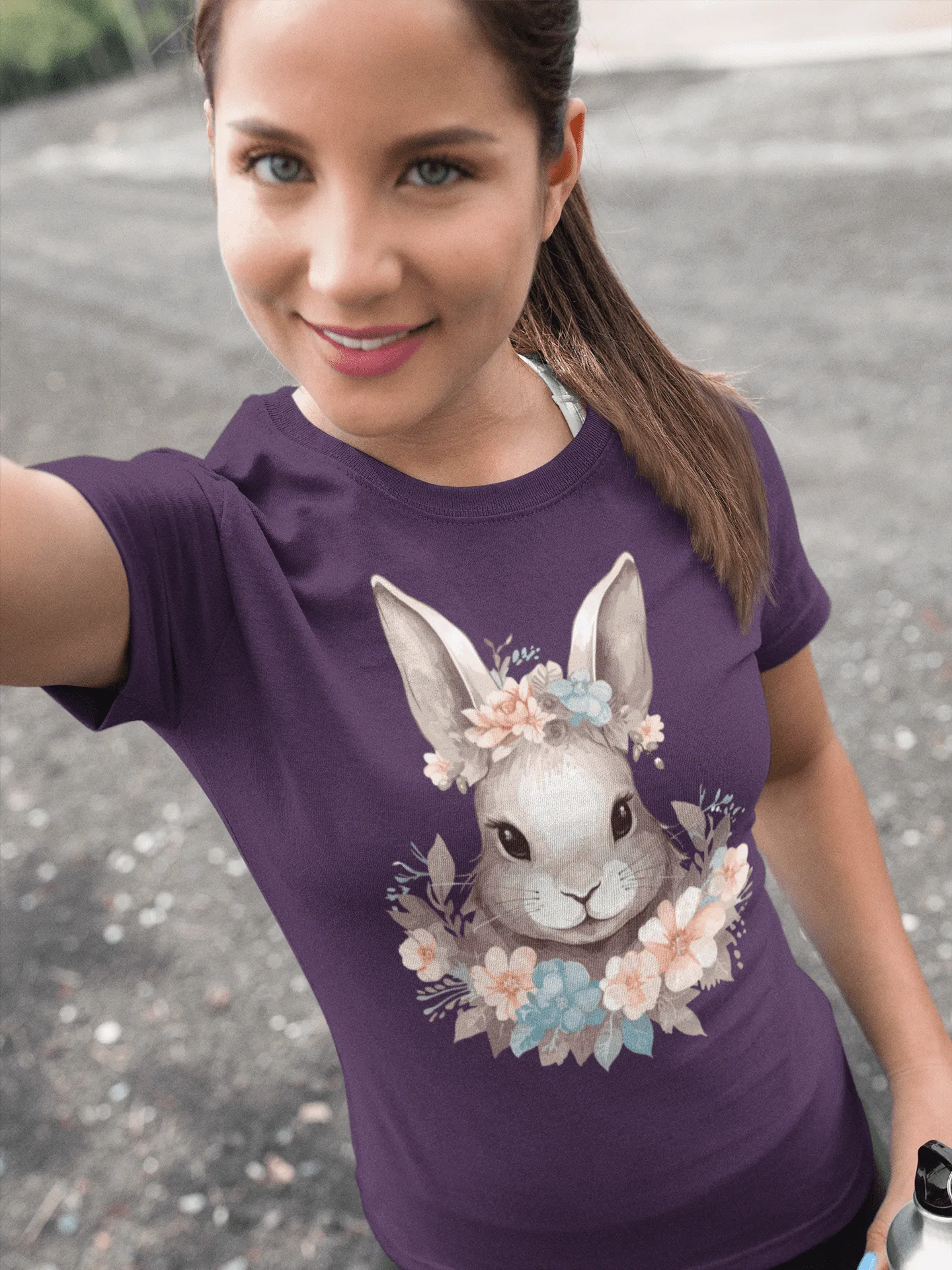 Damen T-Shirt mit Blumen Hase Motiv "Boho Bunny"