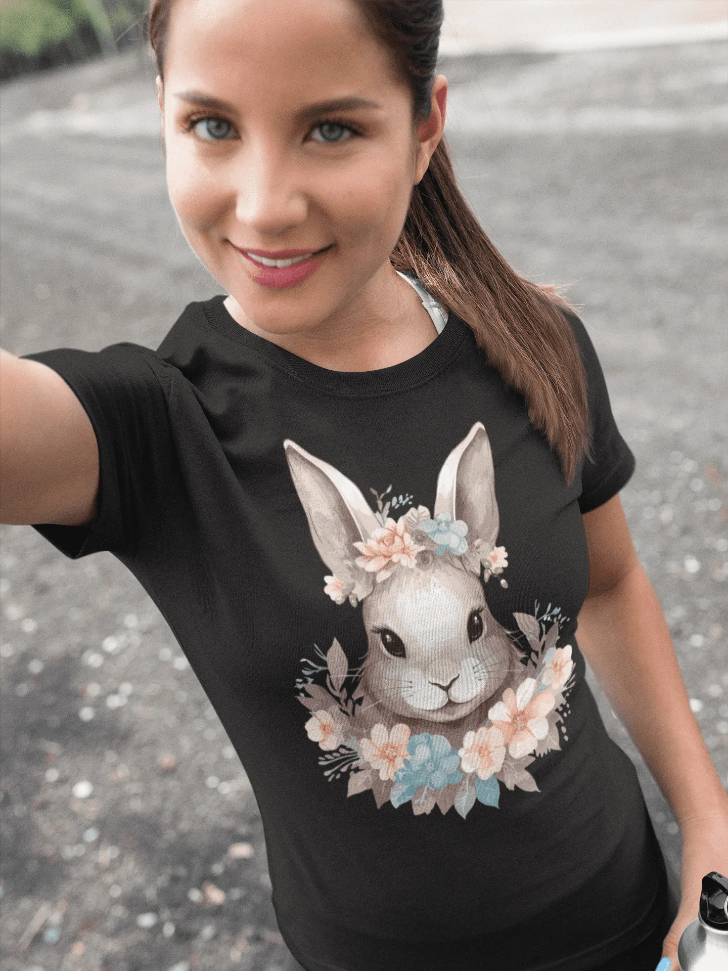 Damen T-Shirt mit Blumen Hase Motiv "Boho Bunny"