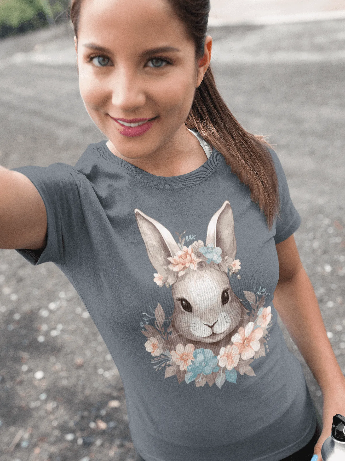 Damen T-Shirt mit Blumen Hase Motiv "Boho Bunny"