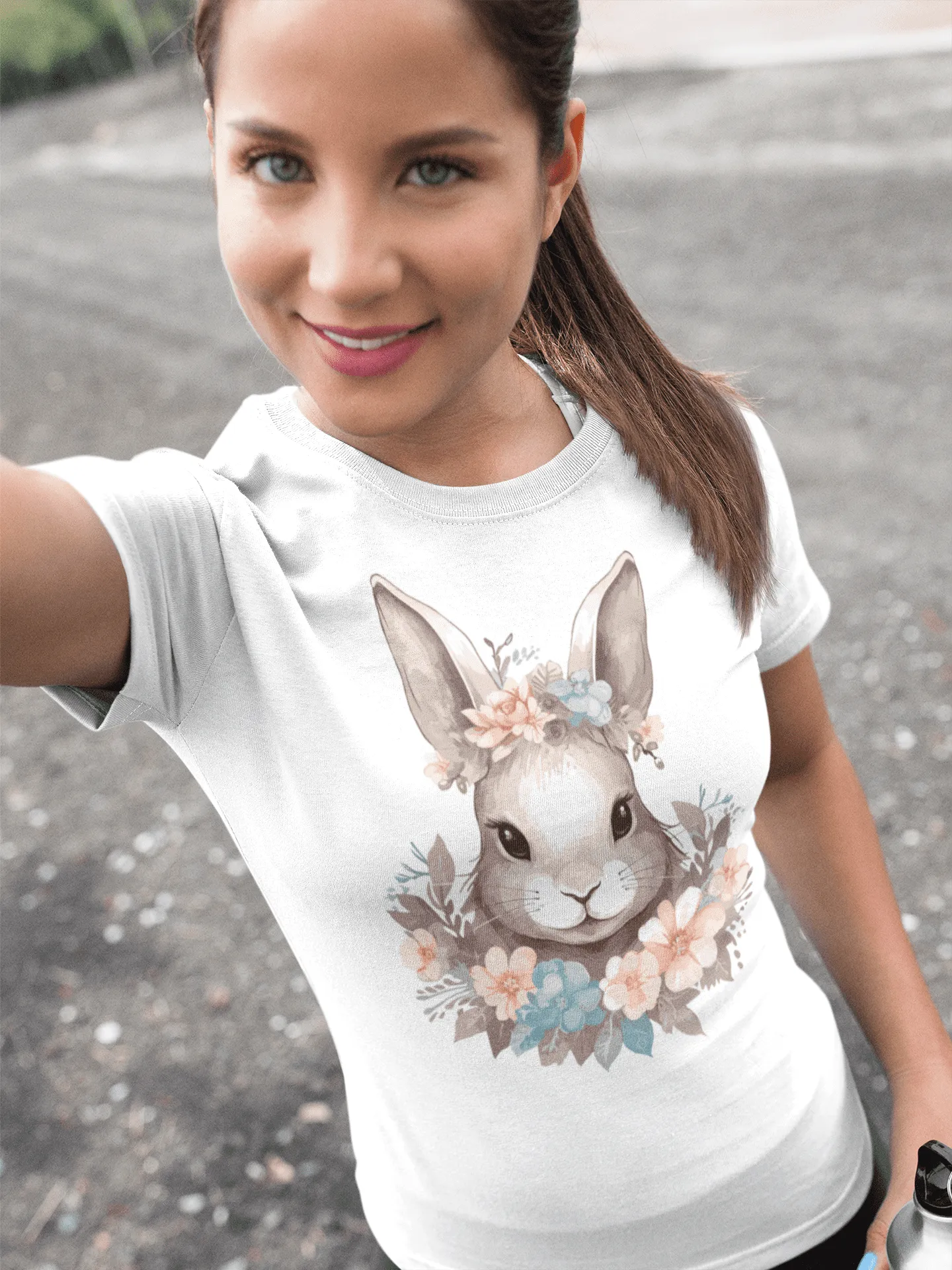 Damen T-Shirt mit Blumen Hase Motiv "Boho Bunny"