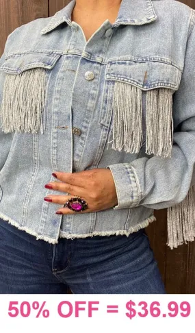 Denim Jacket with Silver fringe