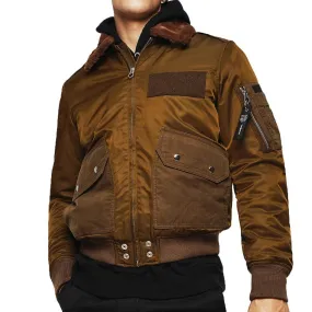 Diesel W-Slotkin-A Jacket  Flight Bomber Jacket - Green / Brown