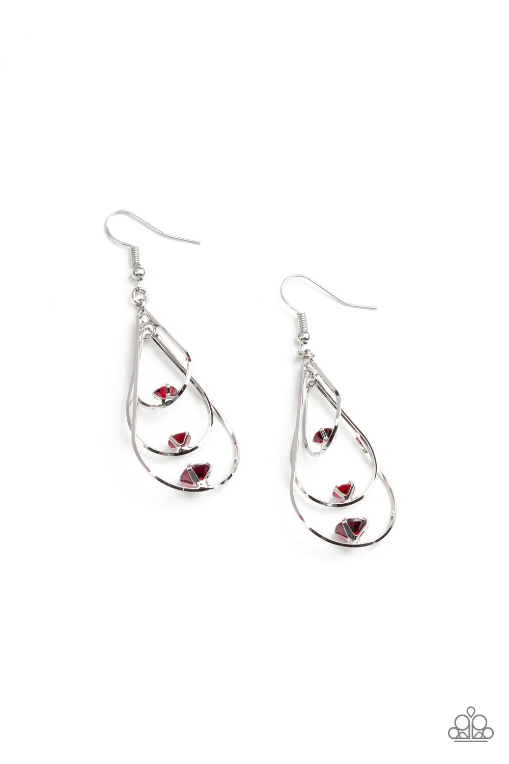 Drop Down Dazzle - Red Earring