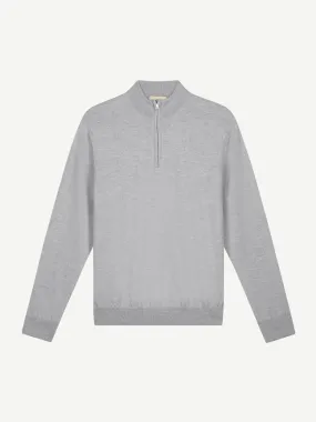 Extrafine Merino Zipper Sweater Light Grey