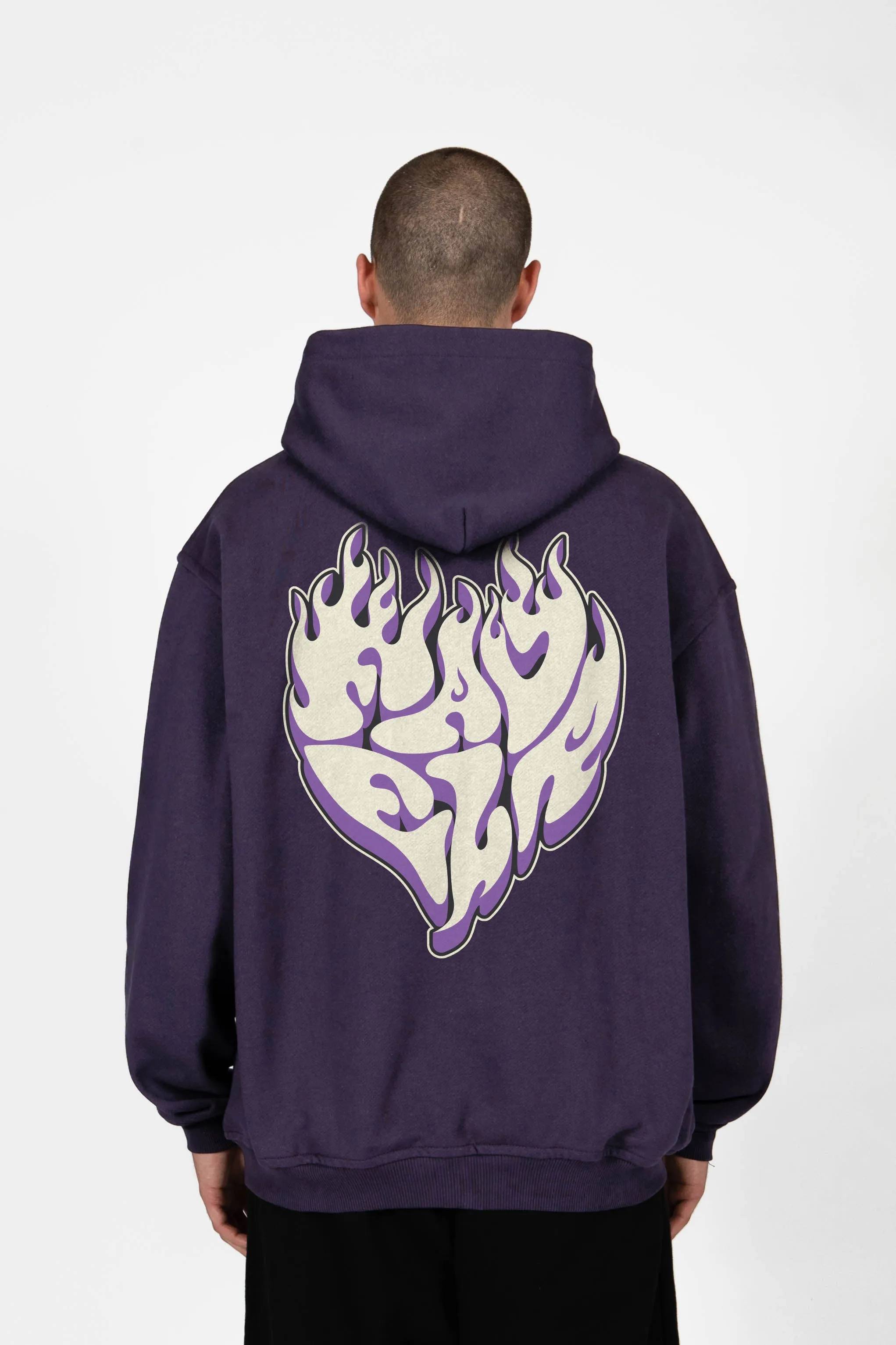 FLAMED HEART PLUM SNAP BUTTON HOODIE