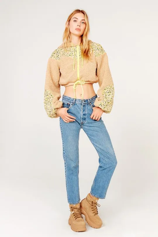 For Love and Lemons Brooke Shearling Cropped Hoodie Teddy