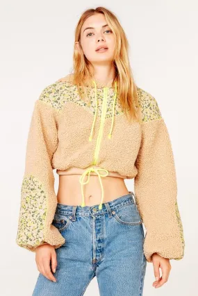 For Love and Lemons Brooke Shearling Cropped Hoodie Teddy