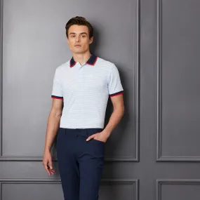 G/FORE STAPLE STRIPE TECH JERSEY POLO SNOW