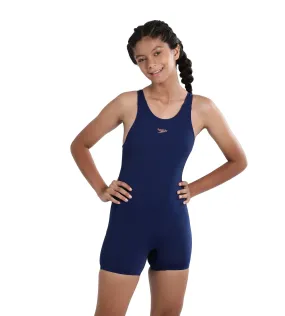 Girl's Essential Endurance  Legsuit Swimwear - Cerulean Blue & Cupid Coral