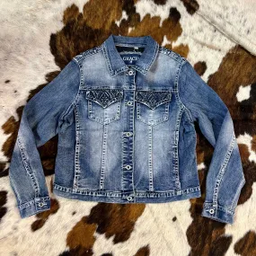 Grace in LA Geo Crystal Denim Jean Jacket