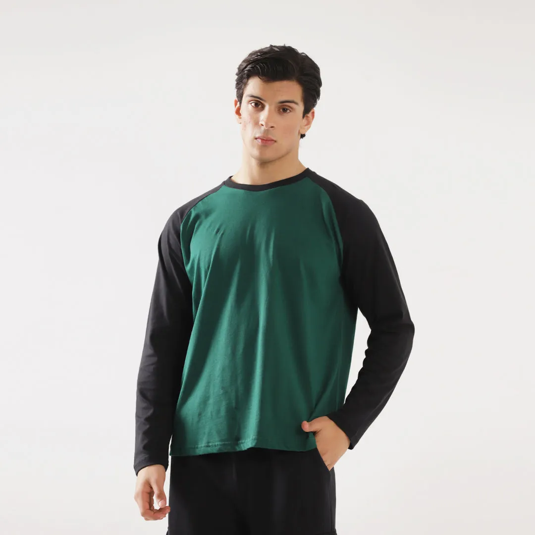 Green Black Relax Fit Raglan