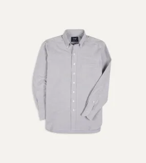 Grey Cotton Oxford Cloth Button-Down Shirt