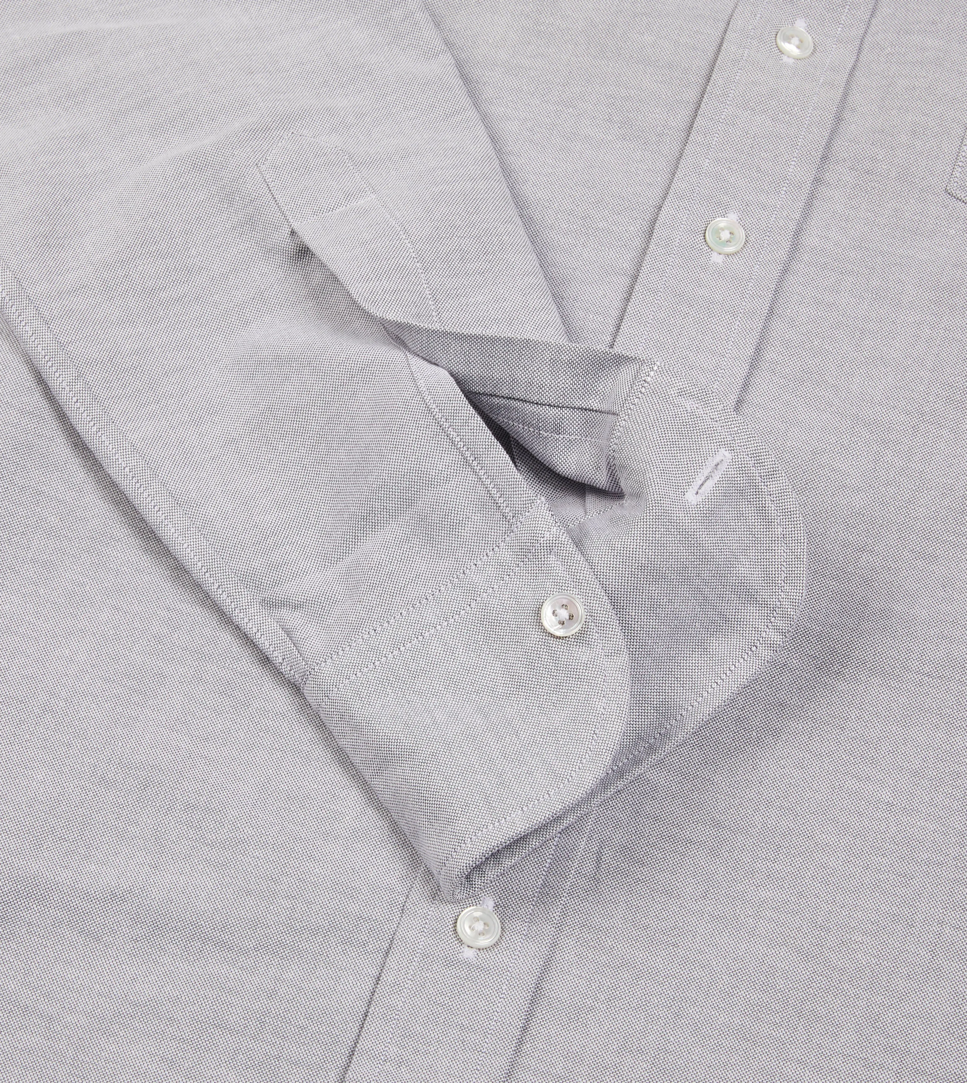 Grey Cotton Oxford Cloth Button-Down Shirt