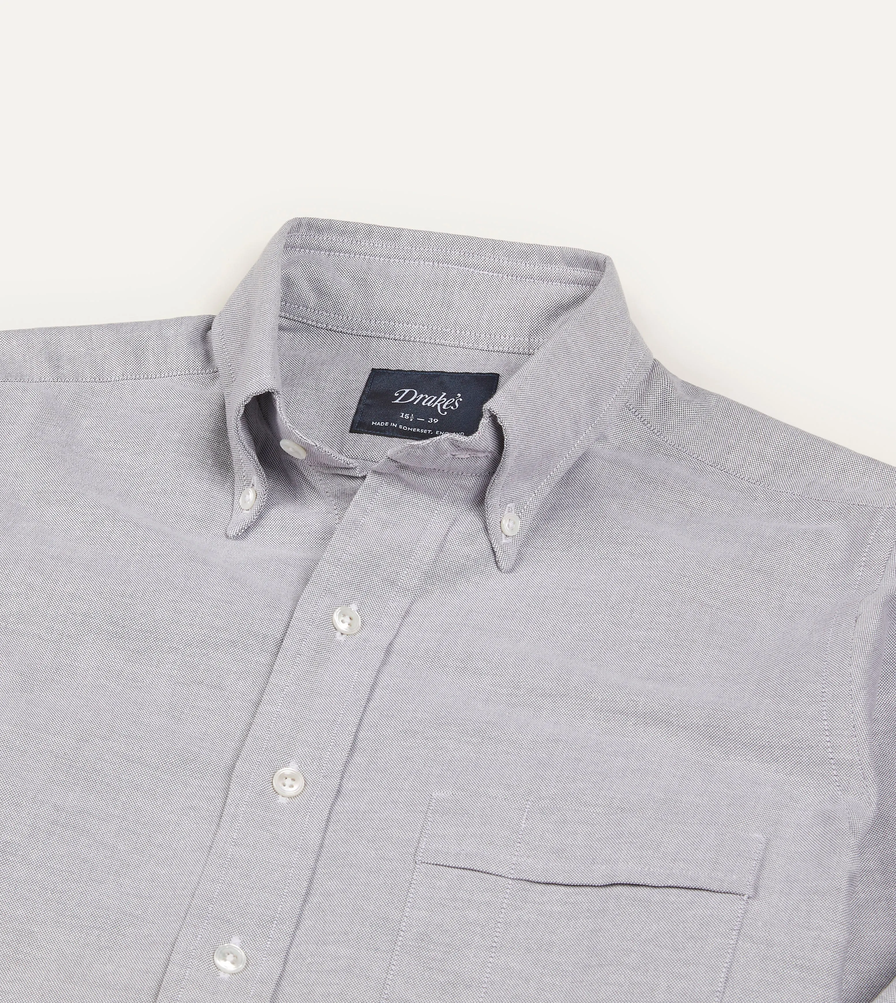 Grey Cotton Oxford Cloth Button-Down Shirt