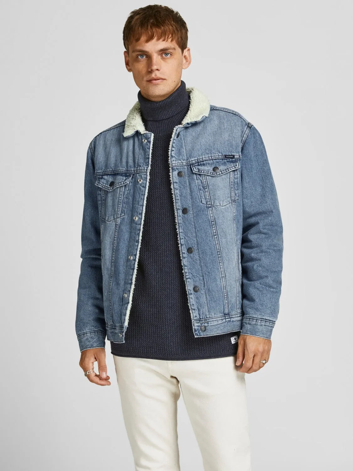 Jack & Jones Mens Fleece Body Lined Denim Jacket