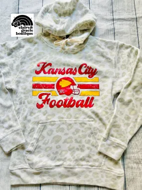 Kansas City Arrowhead Vintage  Snow Leopard Hoodie